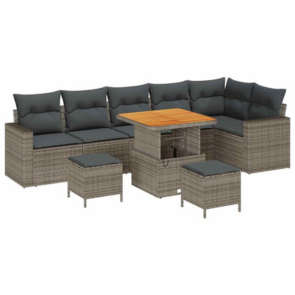 Set Divano da Giardino con cuscino 11 pcs Grigio polyrattan | homemem39