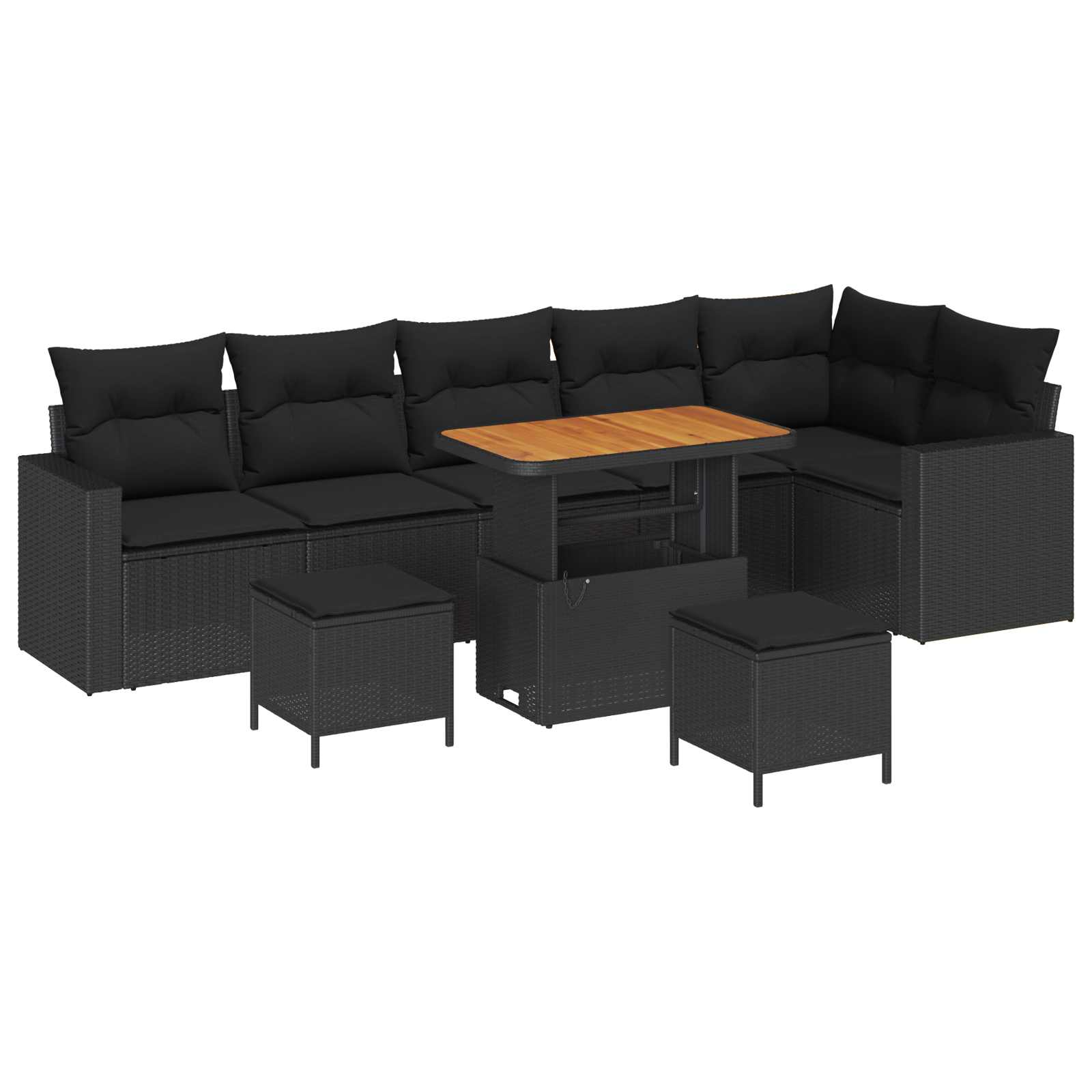 Set Divano da Giardino con cuscino 11 pcs Nero polyrattan | homemem39