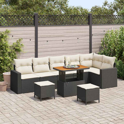 Set Divano da Giardino 11 pcs Nero e Crema polyrattan | homemem39