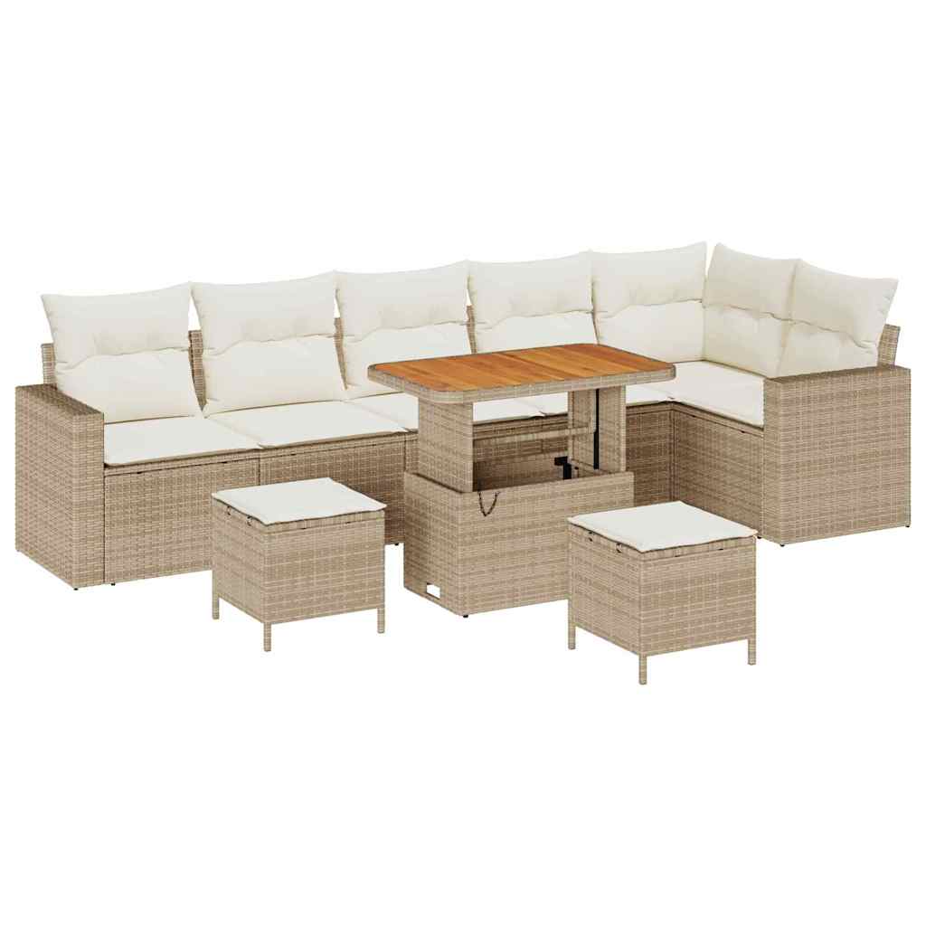 Set Divano da Giardino 11 pcs Beige e Crema polyrattan | homemem39