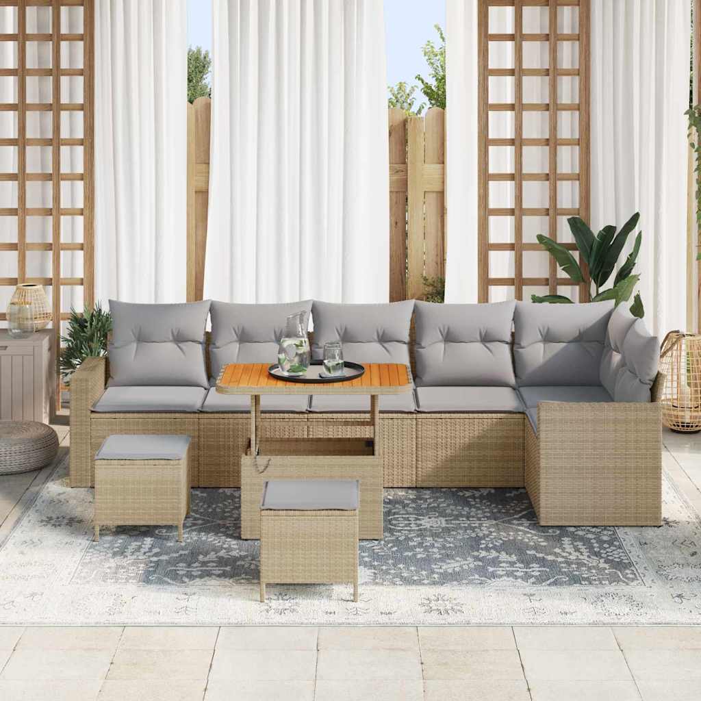 Set Divano da Giardino 11 pcs Beige e Grigio Chiaro polyrattan | homemem39