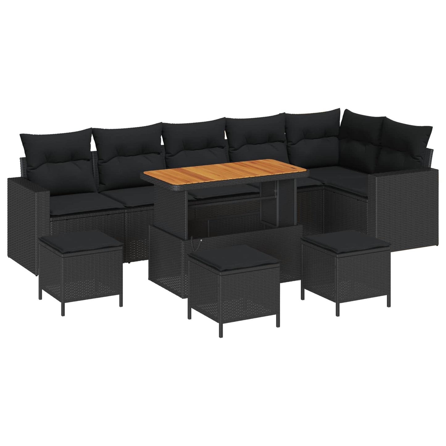 Set Divano da Giardino con cuscino 12 pcs Nero polyrattan | homemem39