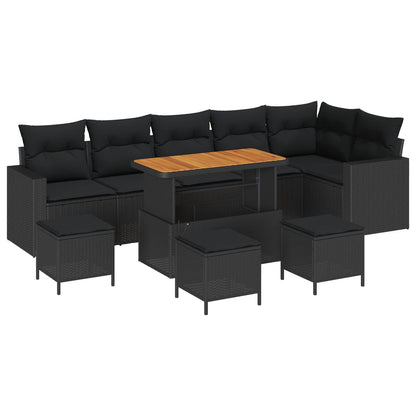 Set Divano da Giardino con cuscino 12 pcs Nero polyrattan | homemem39