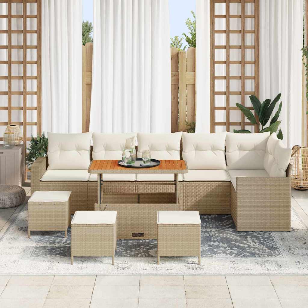 Set Divano da Giardino 12 pcs Beige e Crema polyrattan | homemem39