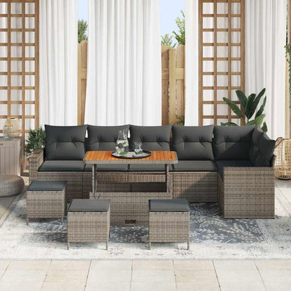 Set Divano da Giardino con cuscino 12 pcs Grigio polyrattan
