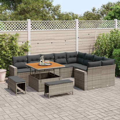 Set Divano da Giardino con cuscino 13 pcs Grigio polyrattan | homemem39