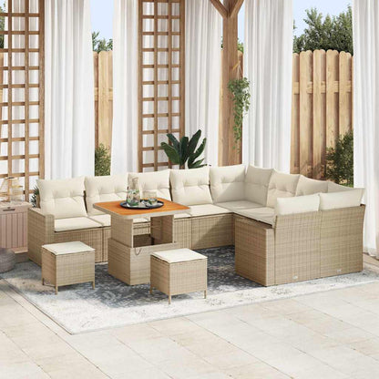 Set Divano da Giardino 13 pz 10-Numero di posti Beige e Crema