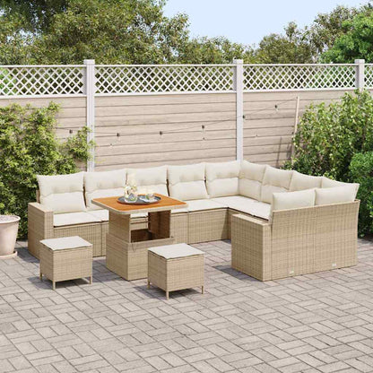 Set Divano da Giardino 13 pz 10-Numero di posti Beige e Crema