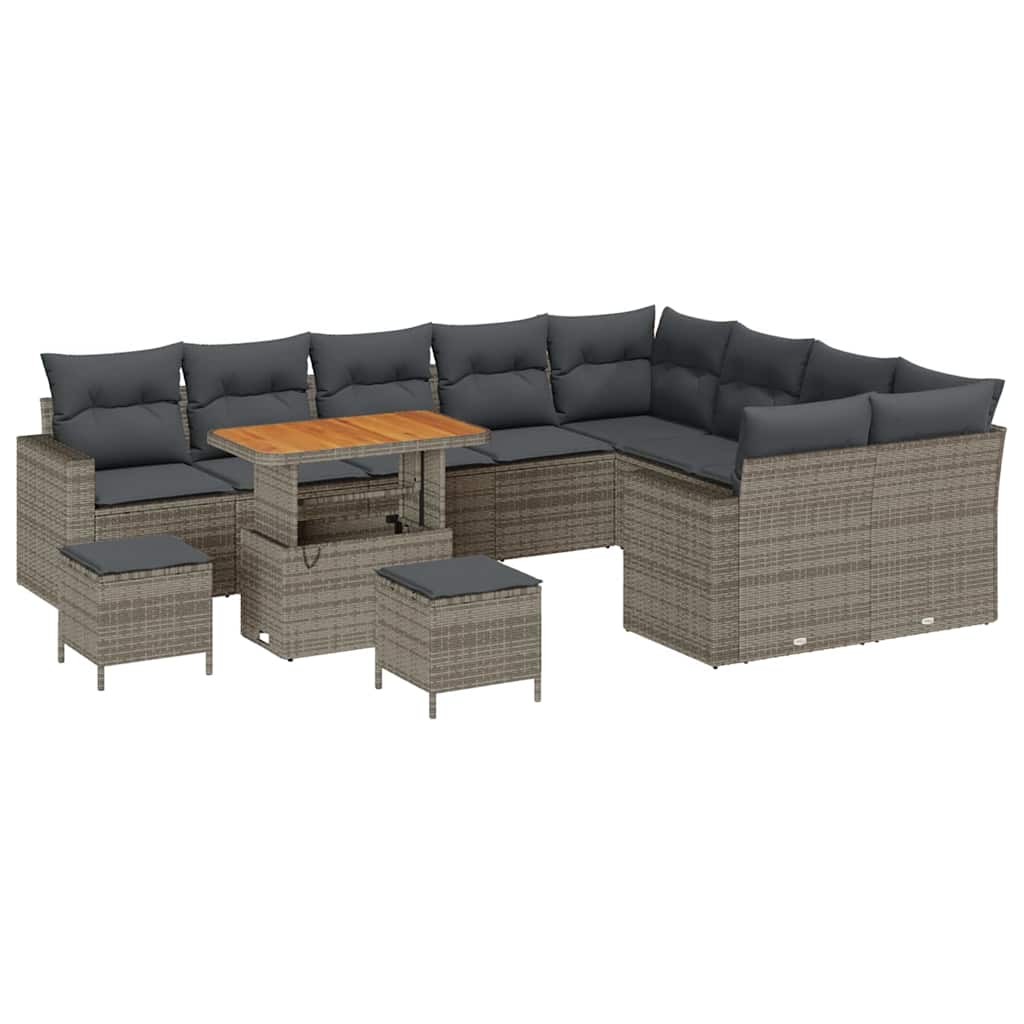 Set Divano da Giardino con cuscino 13 pcs Grigio polyrattan | homemem39