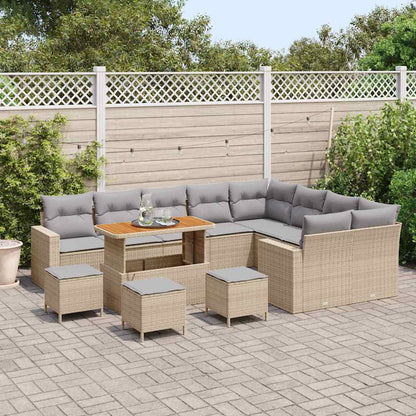 Set Divano da Giardino 14 pcs Beige e Grigio Chiaro polyrattan | homemem39