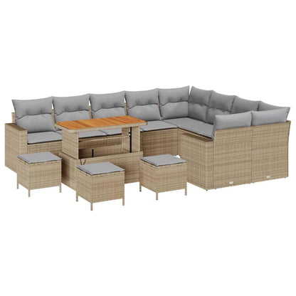 Set Divano da Giardino 14 pcs Beige e Grigio Chiaro polyrattan | homemem39