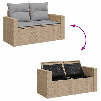 Set Divano da Giardino 14 pcs Beige e Grigio Chiaro polyrattan | homemem39
