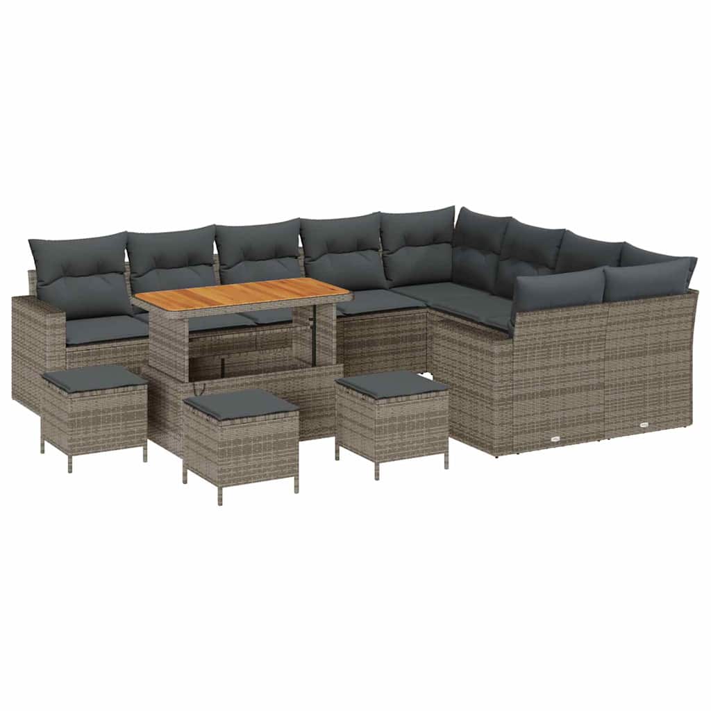 Set Divano da Giardino con cuscino 14 pcs Grigio polyrattan | homemem39