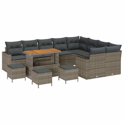 Set Divano da Giardino con cuscino 14 pcs Grigio polyrattan | homemem39