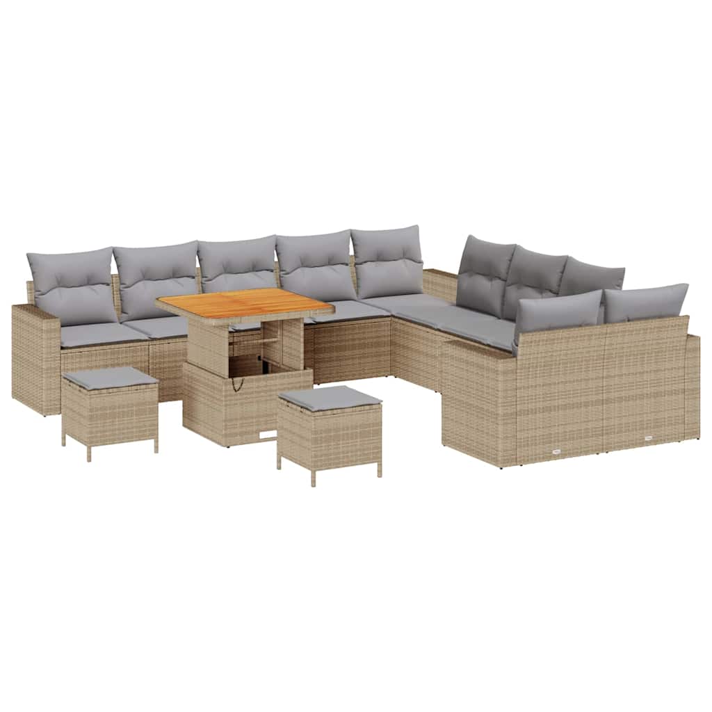 Set Divano da Giardino 17 pcs Beige e Grigio Chiaro polyrattan | homemem39