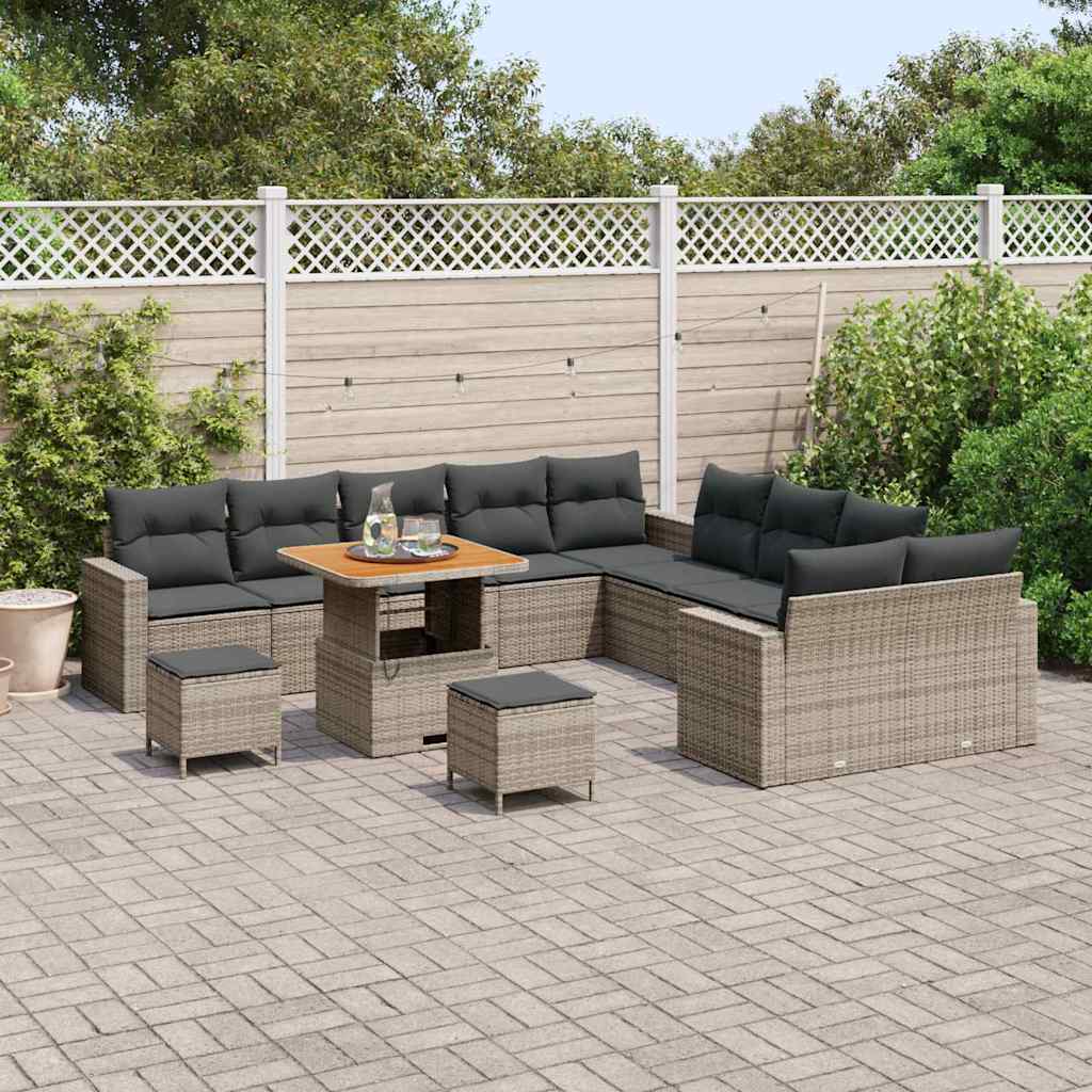 Set Divano da Giardino con cuscino 17 pcs Grigio polyrattan | homemem39