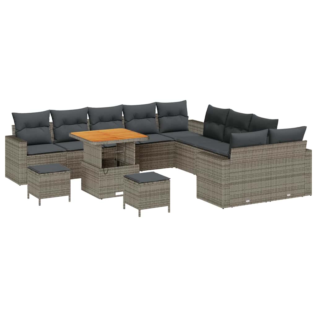 Set Divano da Giardino con cuscino 17 pcs Grigio polyrattan | homemem39