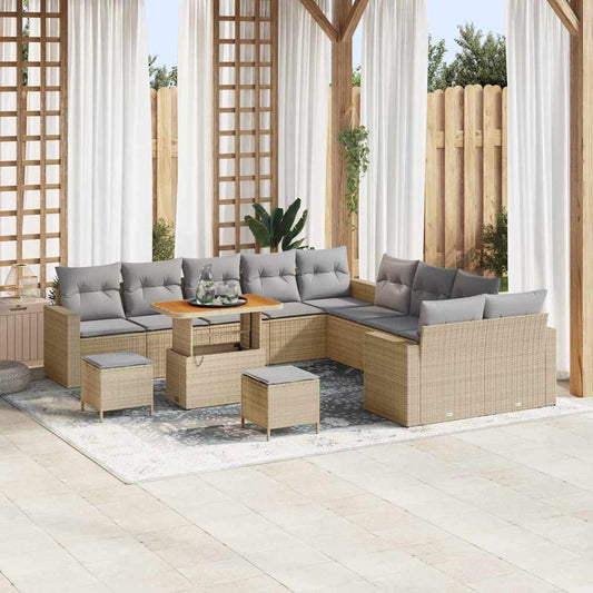 Set Divano da Giardino 17 pcs Beige e Grigio Chiaro polyrattan