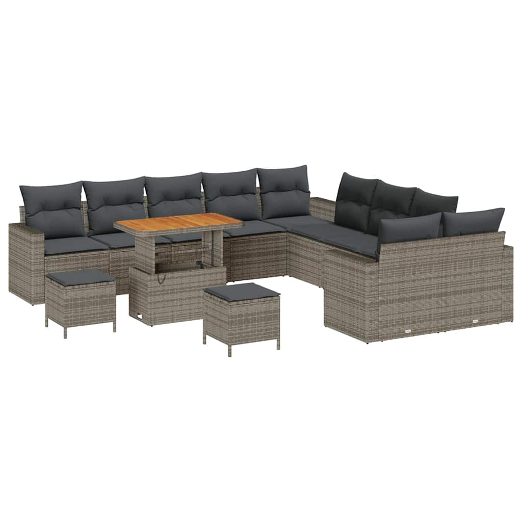 Set Divano da Giardino con cuscino 17 pcs Grigio polyrattan | homemem39