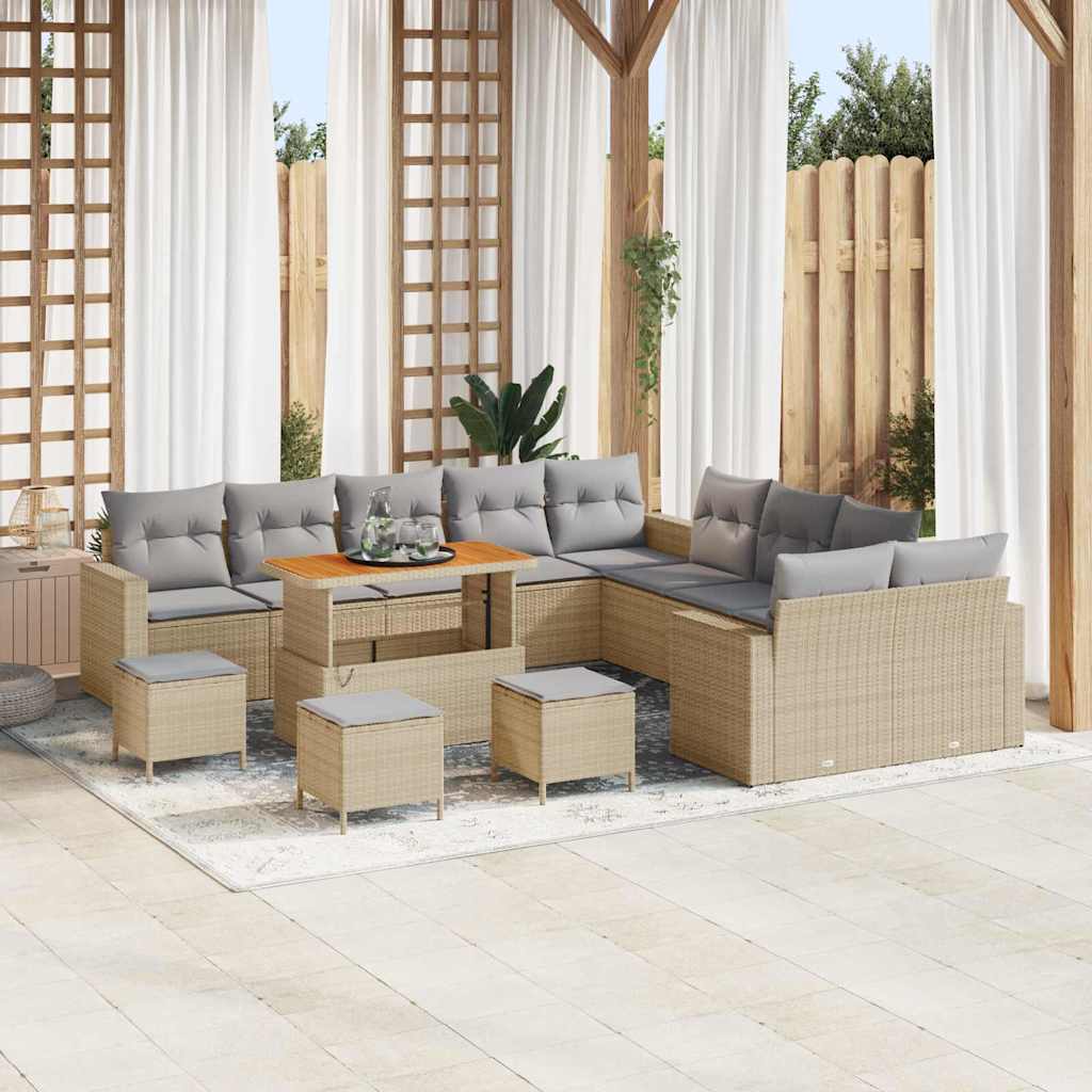 Set Divano da Giardino 18 pcs Beige e Grigio Chiaro polyrattan | homemem39