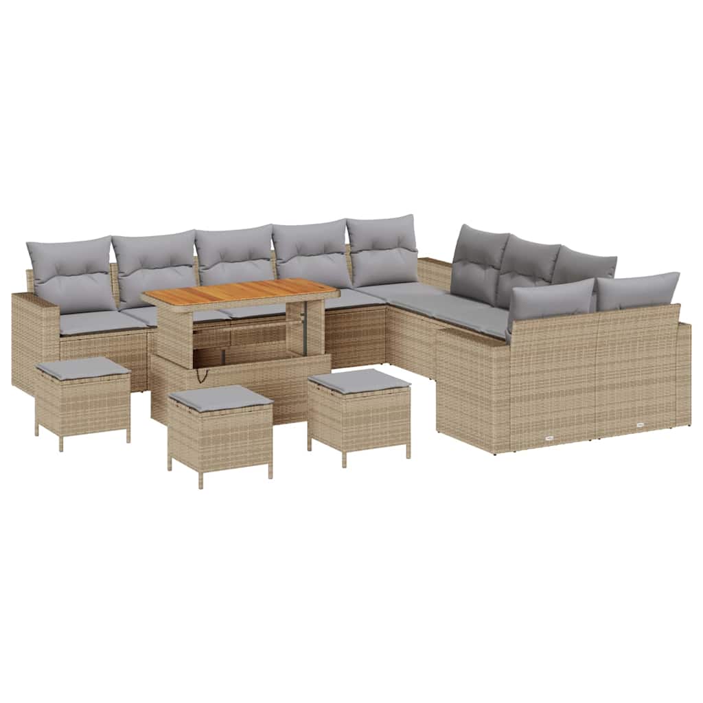 Set Divano da Giardino 18 pcs Beige e Grigio Chiaro polyrattan | homemem39