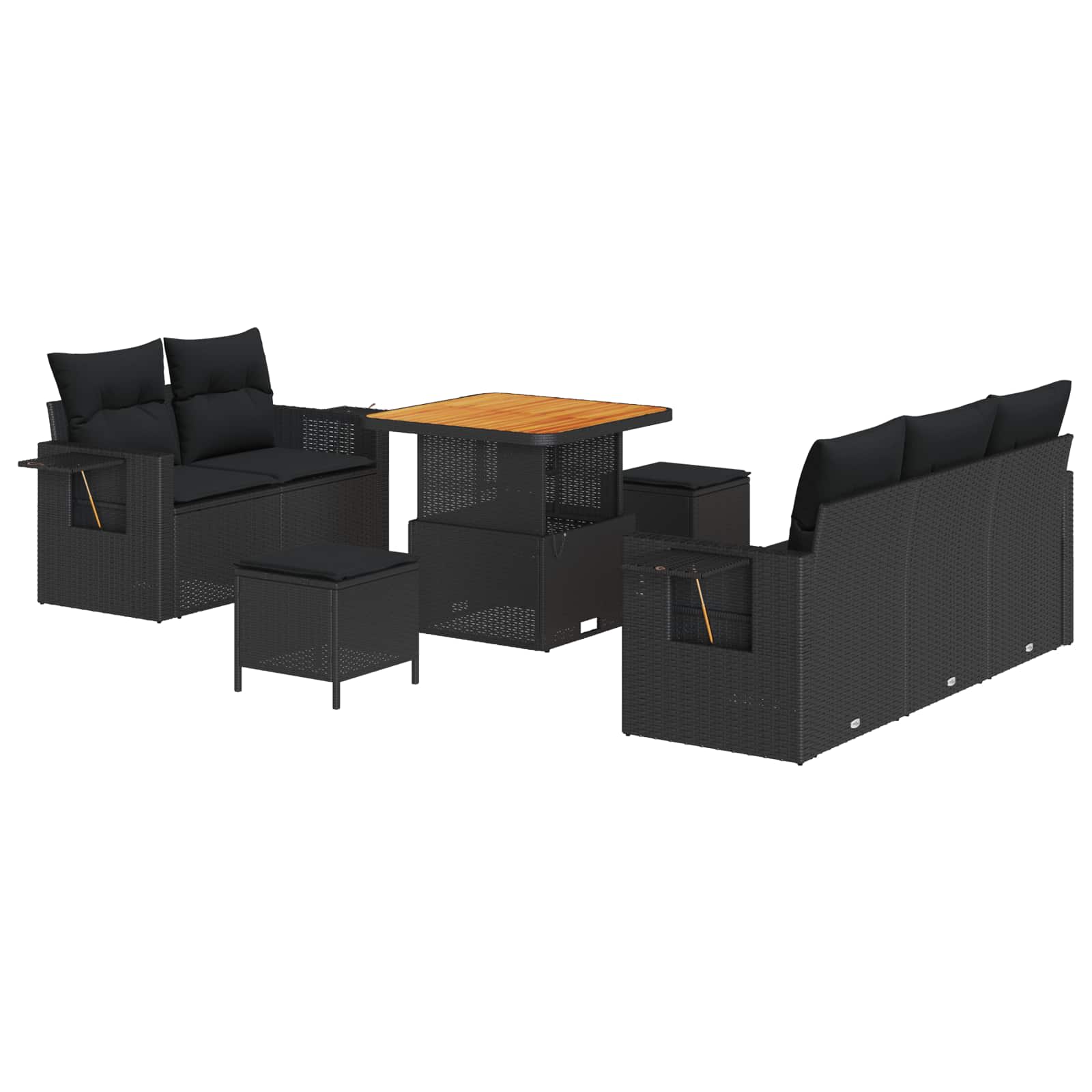 Set Divano da Giardino con cuscino 10 pcs Nero polyrattan | homemem39