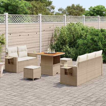 Set Divano da Giardino 10 pz Beige e Crema polyrattan