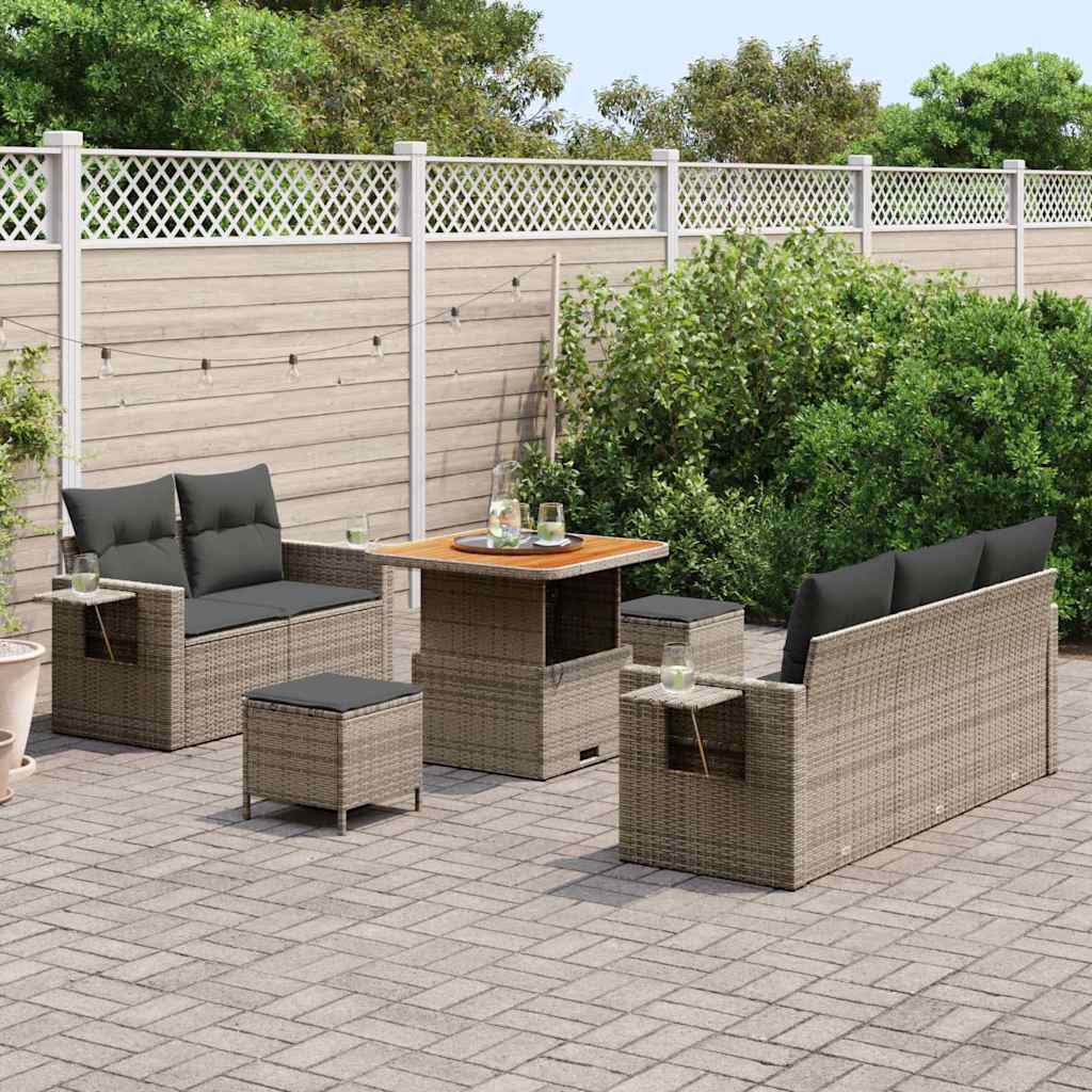 Set Divano da Giardino con cuscino 10 pcs Grigio polyrattan | homemem39