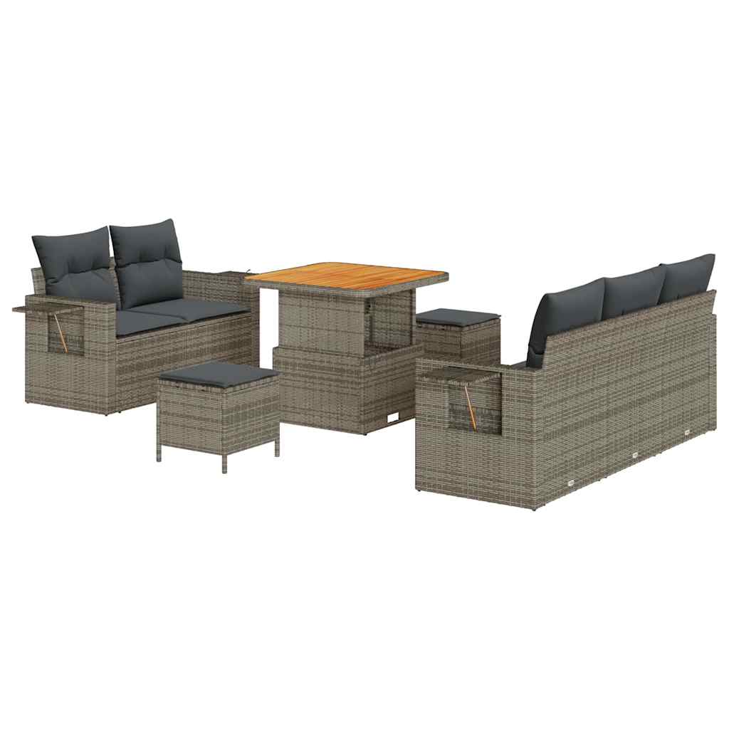 Set Divano da Giardino con cuscino 10 pcs Grigio polyrattan | homemem39