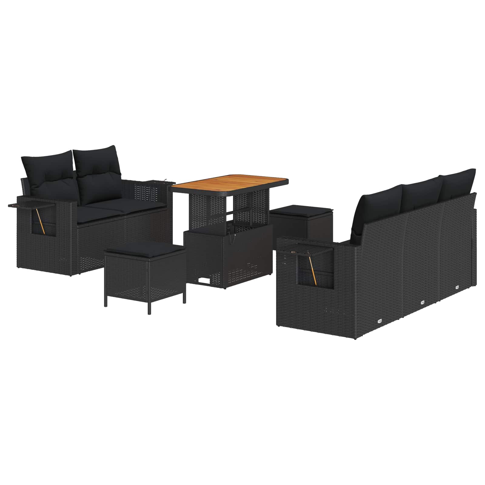 Set Divano da Giardino con cuscino 10 pcs Nero polyrattan | homemem39