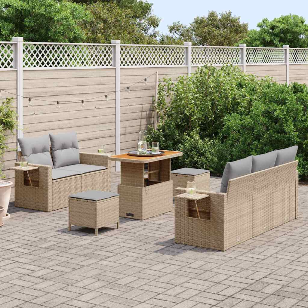 Set Divano da Giardino 10 pcs Beige e Grigio Chiaro polyrattan