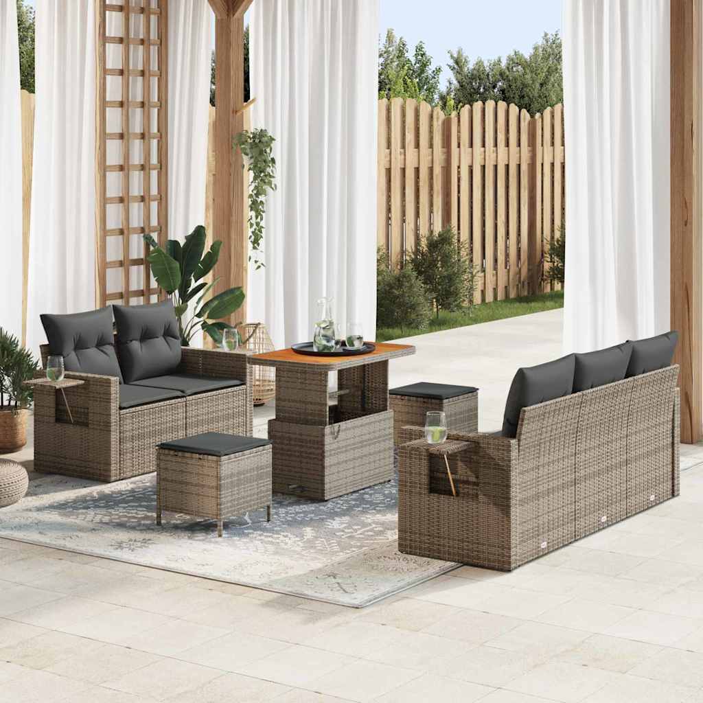 Set Divano da Giardino con cuscino 10 pcs Grigio polyrattan | homemem39