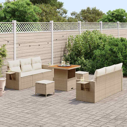 Set Divano da Giardino 9 pz 6-Numero di posti Beige e Crema
