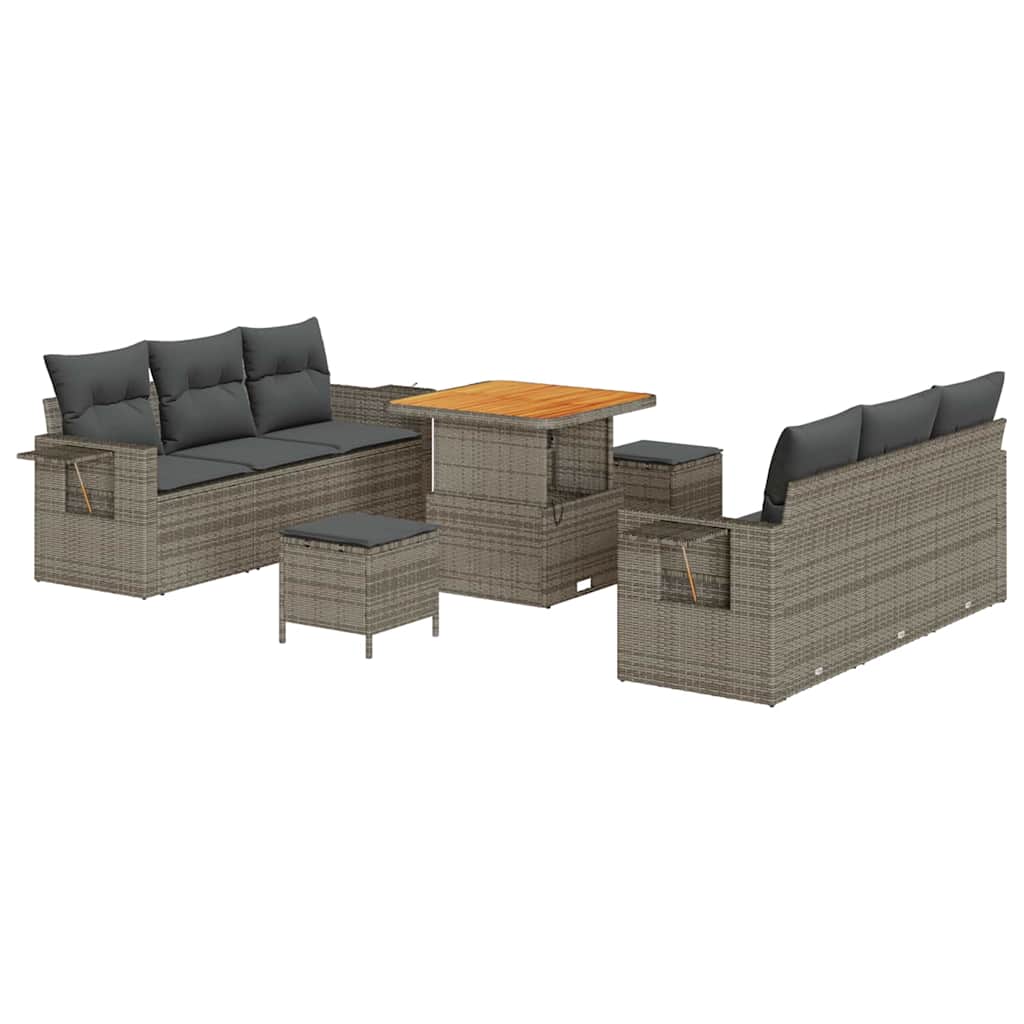 Set Divano da Giardino con cuscino 9 pcs Grigio | homemem39