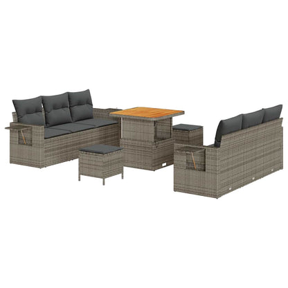 Set Divano da Giardino con cuscino 9 pcs Grigio | homemem39