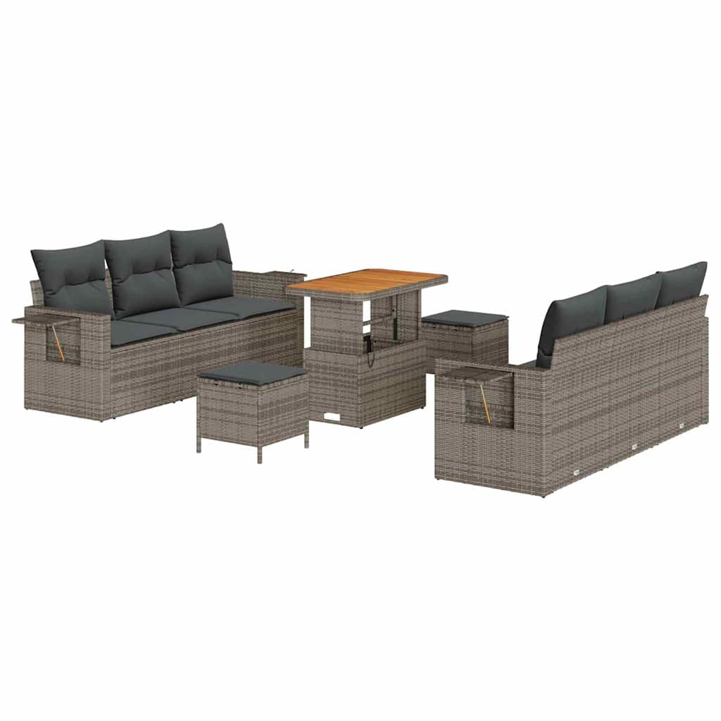 Set Divano da Giardino con cuscino 9 pcs Grigio | homemem39