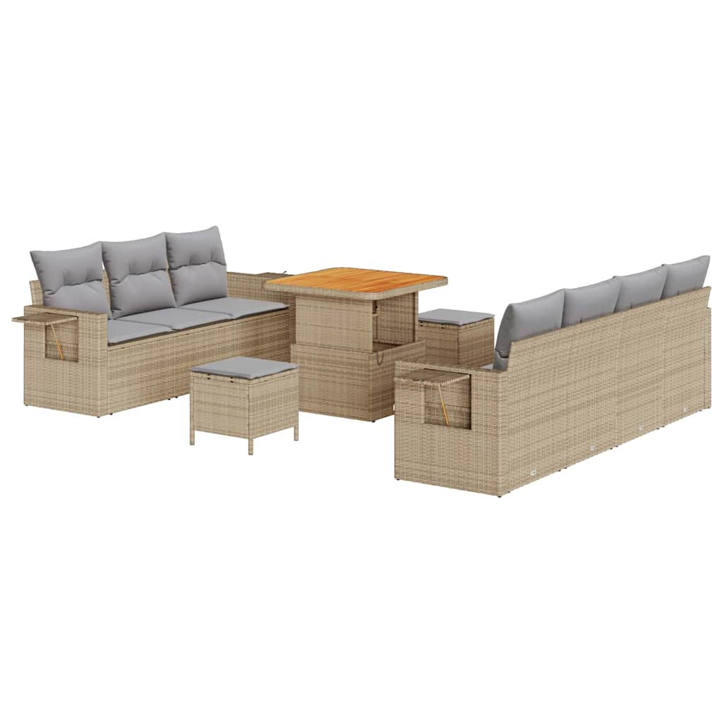 Set Divano da Giardino con cuscino 10 pcs beige e grigio chiaro | homemem39