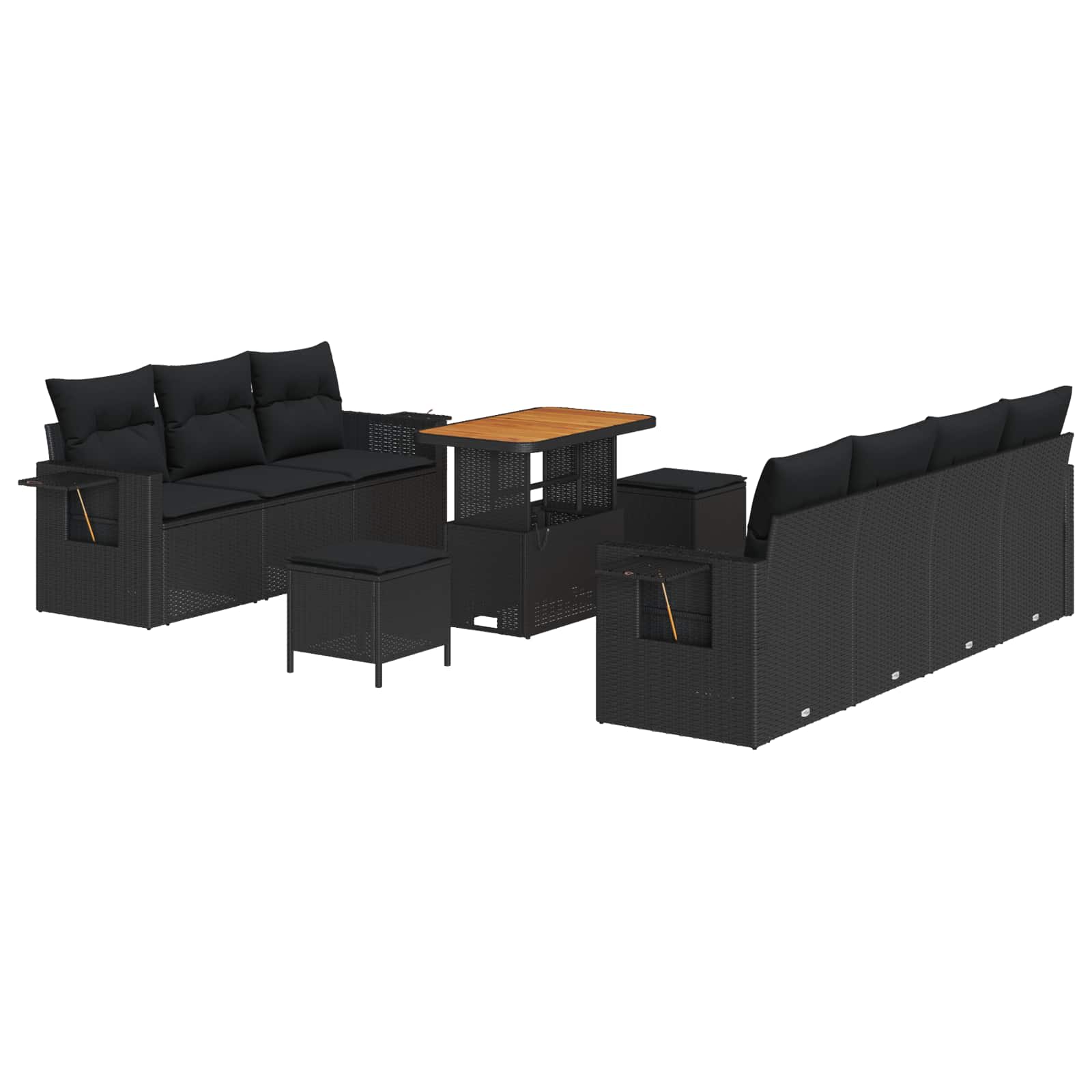 Set Divano da Giardino con cuscino 10 pcs Nero | homemem39