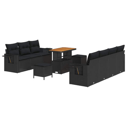 Set Divano da Giardino con cuscino 10 pcs Nero | homemem39