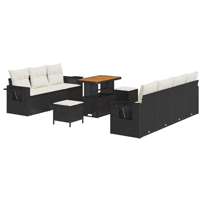 Set Divano da Giardino con cuscino 10 pcs Nero e crema | homemem39