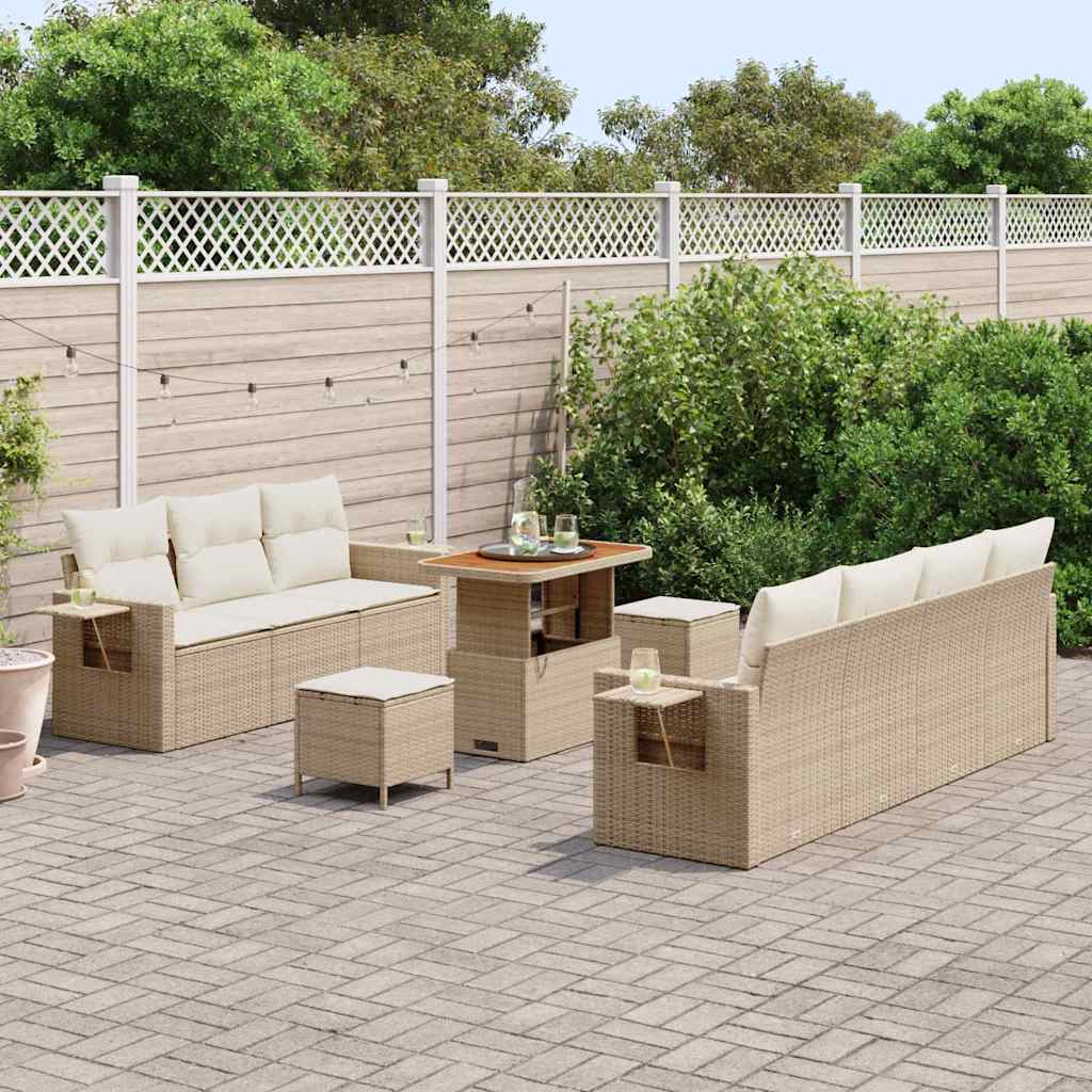 Set Divano da Giardino con cuscino 10 pcs beige e panna | homemem39