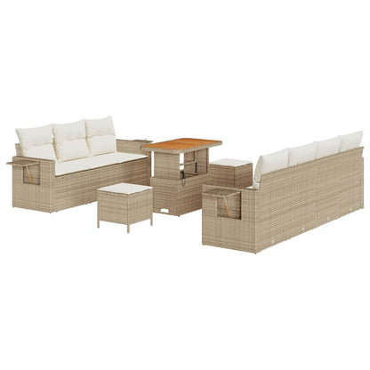 Set Divano da Giardino con cuscino 10 pcs beige e panna | homemem39