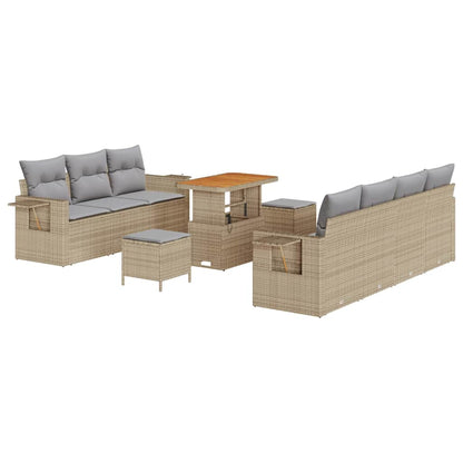 Set Divano da Giardino con cuscino 10 pcs beige e grigio chiaro | homemem39