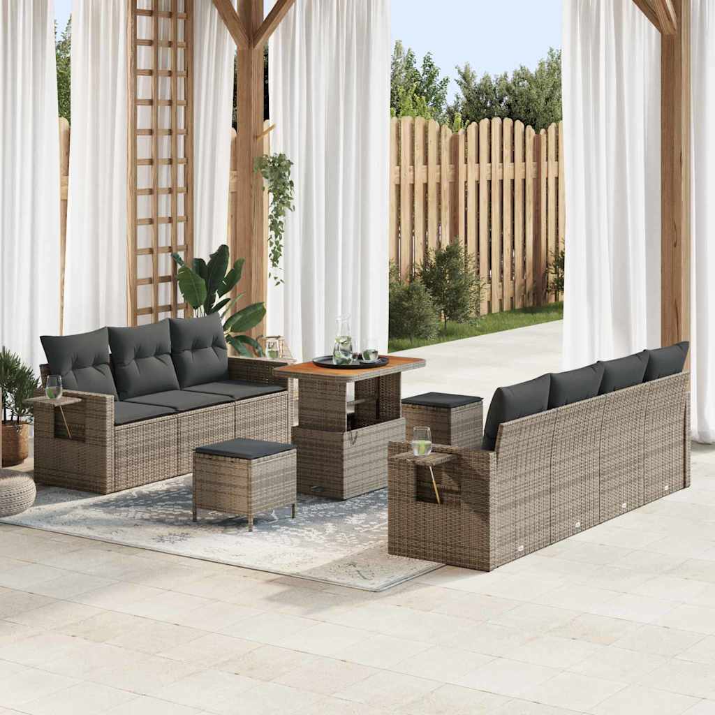 Set Divano da Giardino con cuscino 10 pcs Grigio | homemem39