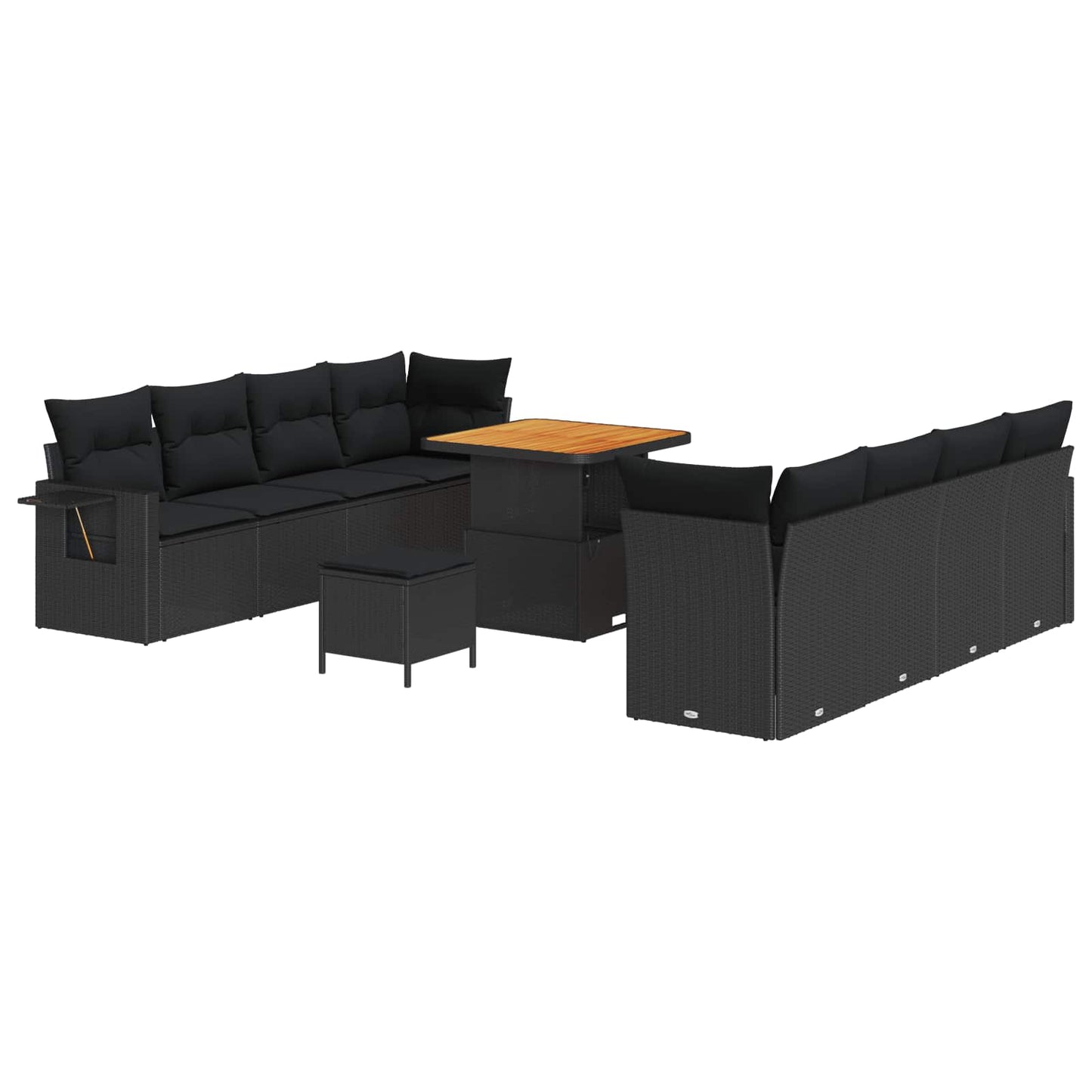 Set Divano da Giardino con cuscino 11 pcs Nero polyrattan | homemem39