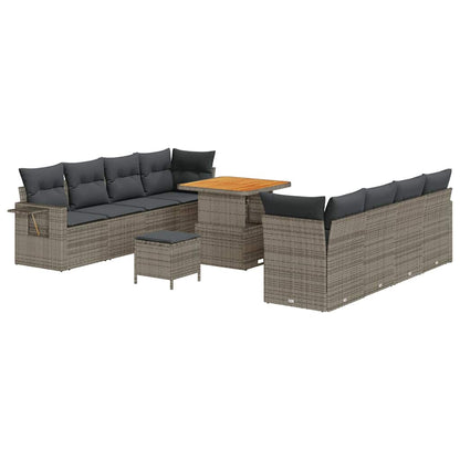 Set Divano da Giardino con cuscino 11 pcs Grigio polyrattan | homemem39