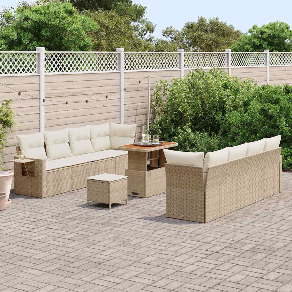 Set Divano da Giardino 11 pcs Beige e Crema polyrattan | homemem39