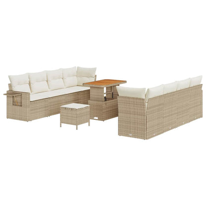 Set Divano da Giardino 11 pcs Beige e Crema polyrattan | homemem39