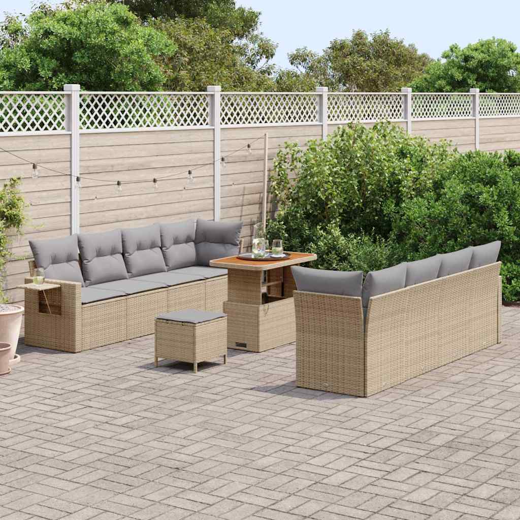 Set Divano da Giardino 11 pcs Beige e Grigio Chiaro polyrattan | homemem39