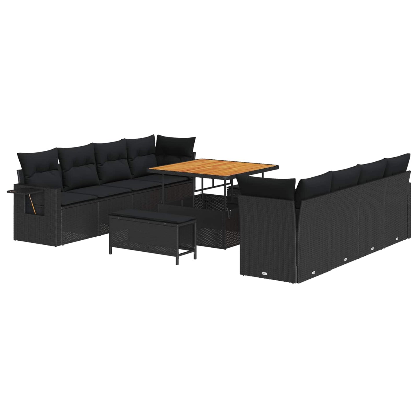Set Divano da Giardino con cuscino 11 pcs Nero polyrattan | homemem39